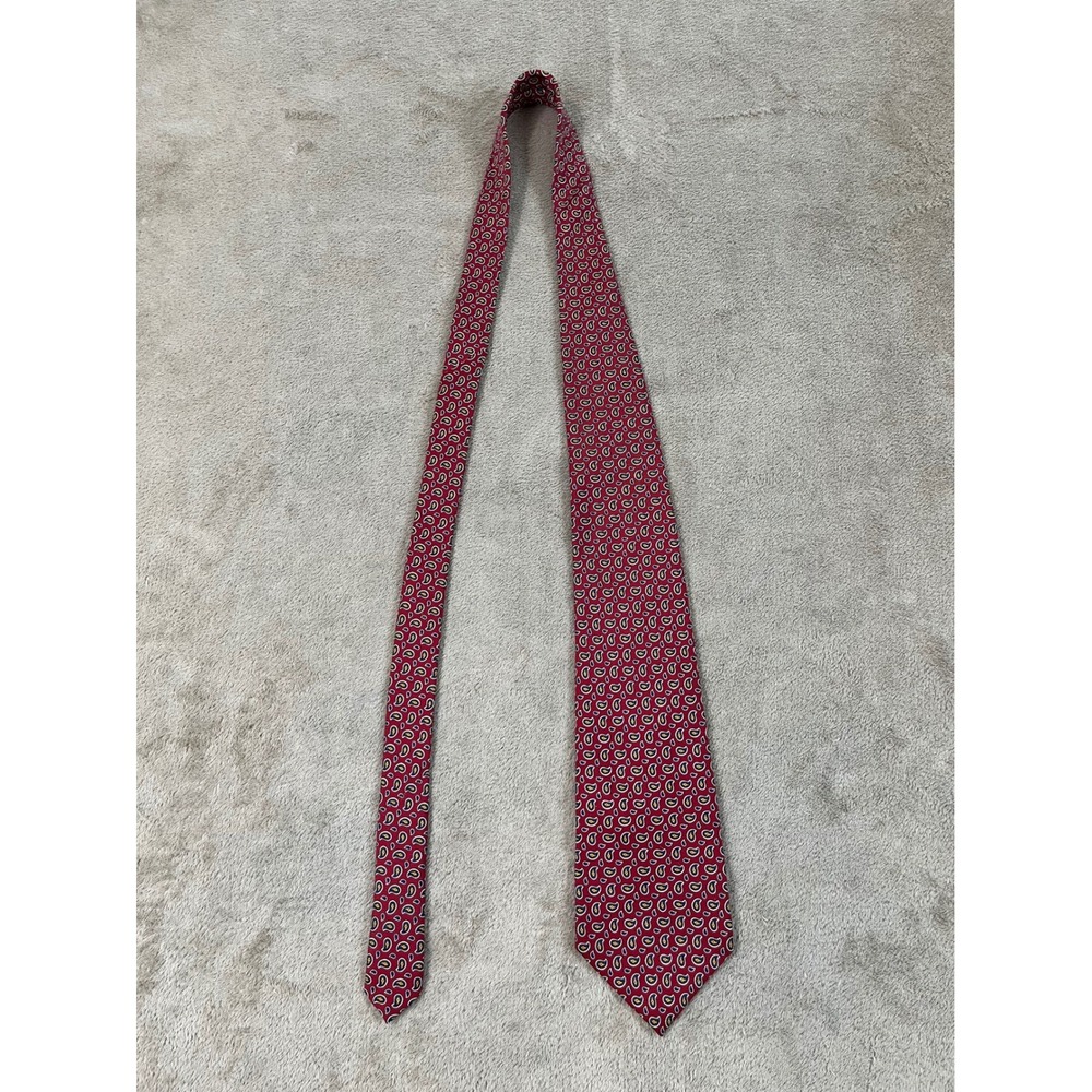 Lauren Ralph Lauren Mens Silk Necktie Red Blue Yellow Paisley Hand Finished EUC